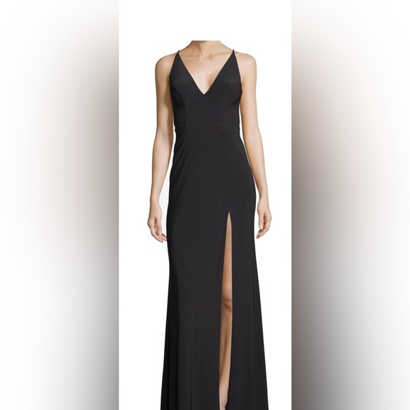 Xscape Women's Side-Slit Gown (8, Black) - Picture 2 of 7